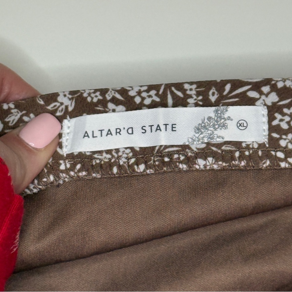 Altar’d State | Floral Midi Skirt | Brown Beige | Size XL - Picture 9 of 13